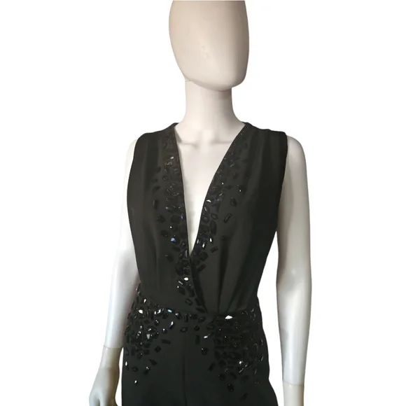 MARCELL VON BERLIN | Crystal Embellished Black Evening Jumpsuit | NWT | US 4 - Picture 4 of 12